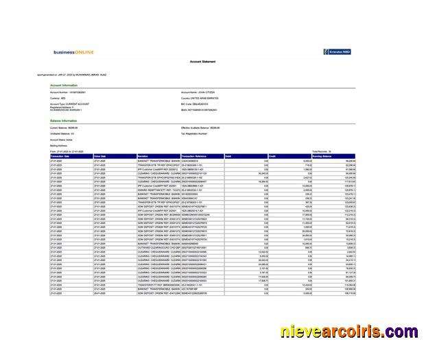 UAE Emirates NBD account statement Word and PDF, version 2